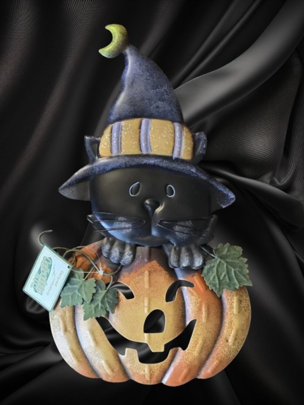 Halloween Cat Jack o Lantern Wall Decor Metal